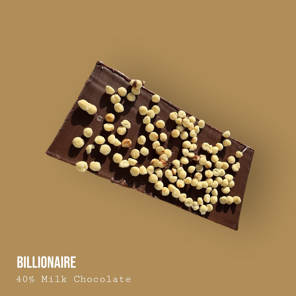 Milk Chocolate Billionaire bar with chocolate infused salted caramel topped with shortbread biscuit 245g