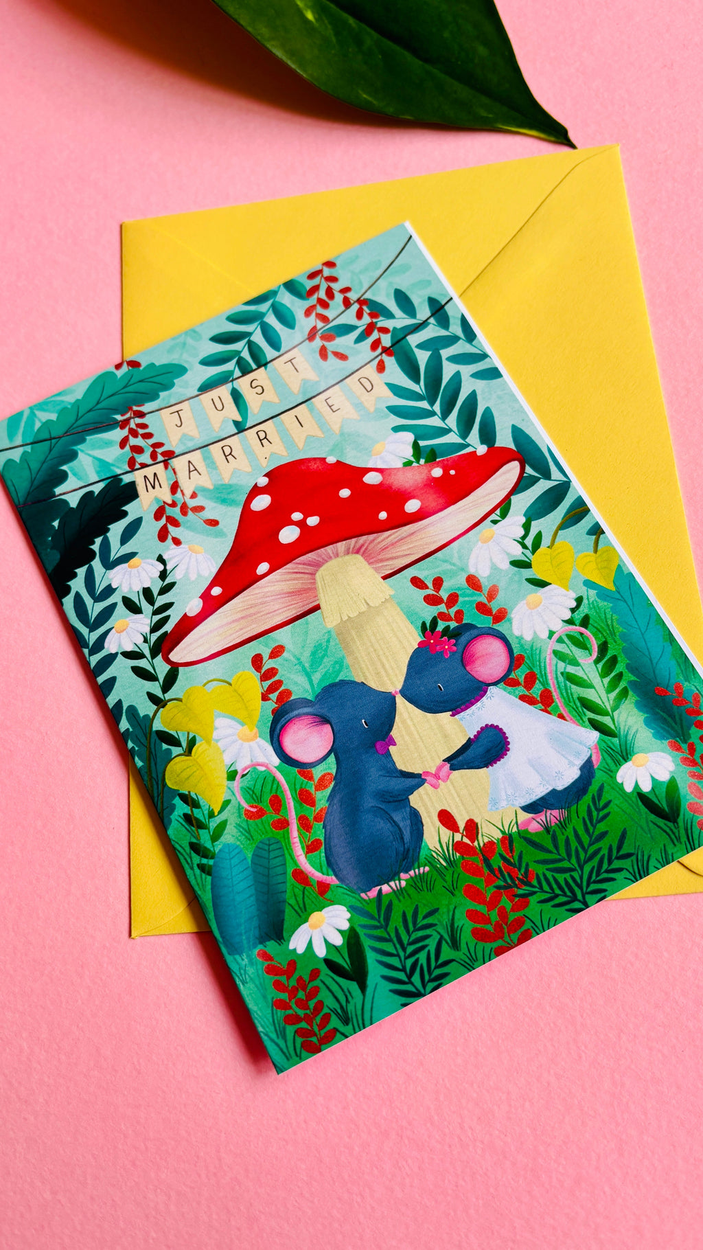 Cute Forest Wedding Card- Whimsical Just Married Greetings Card