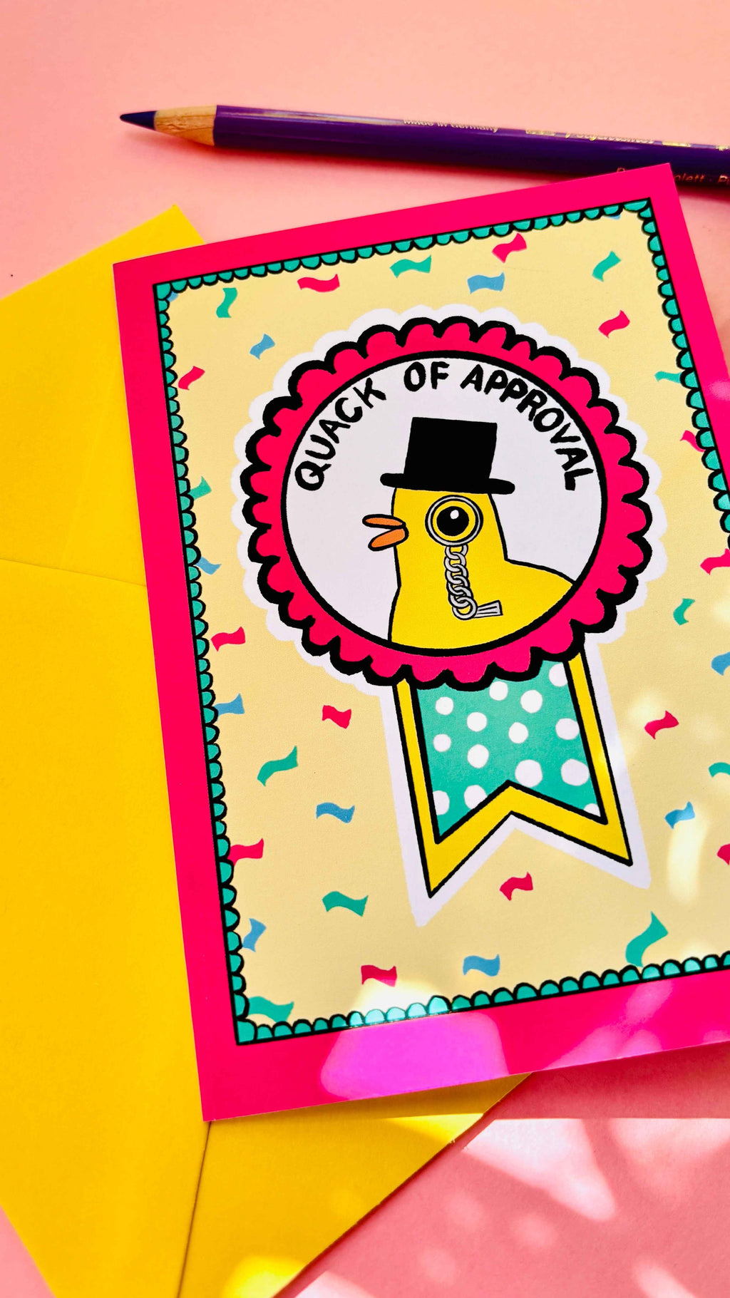 Funny Duck Quack of approval A6 Blank Greetings Card for Graduation, Well done, Engagement etc