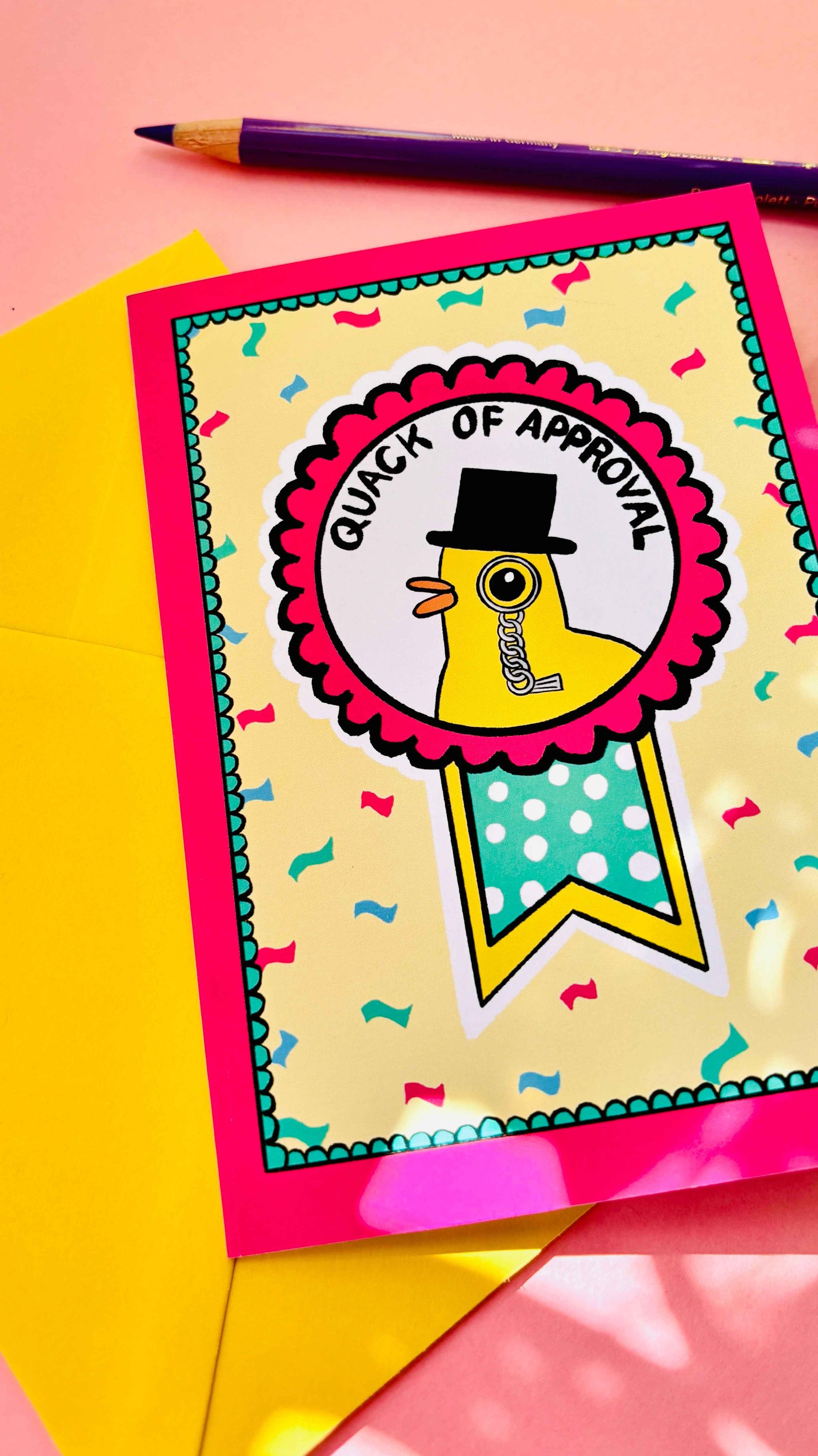 Funny Duck Quack of approval A6 Blank Greetings Card for Graduation, Well done, Engagement etc