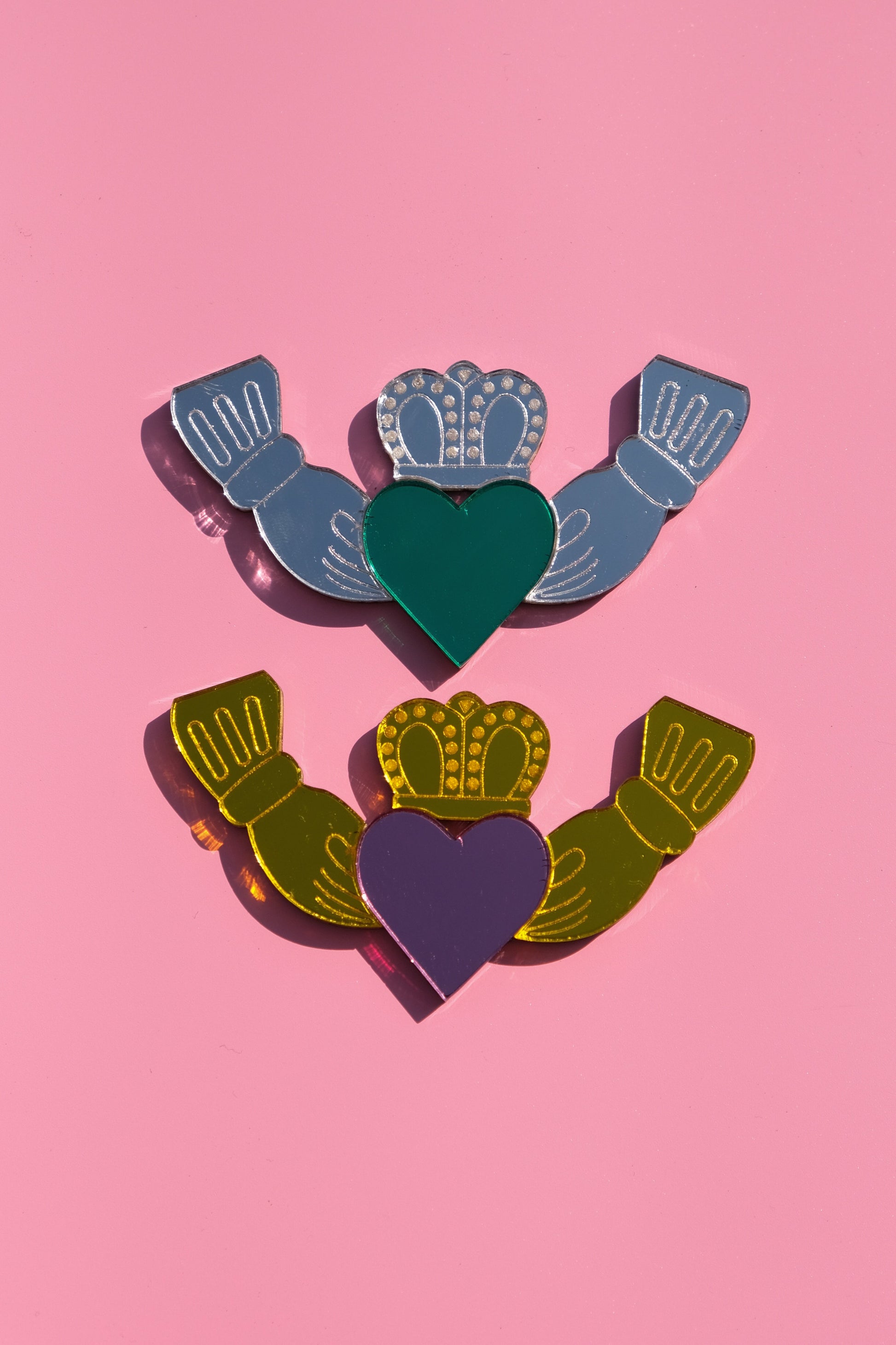 Claddagh Ring Hair Clip in Gold Pink or Silver Emerald