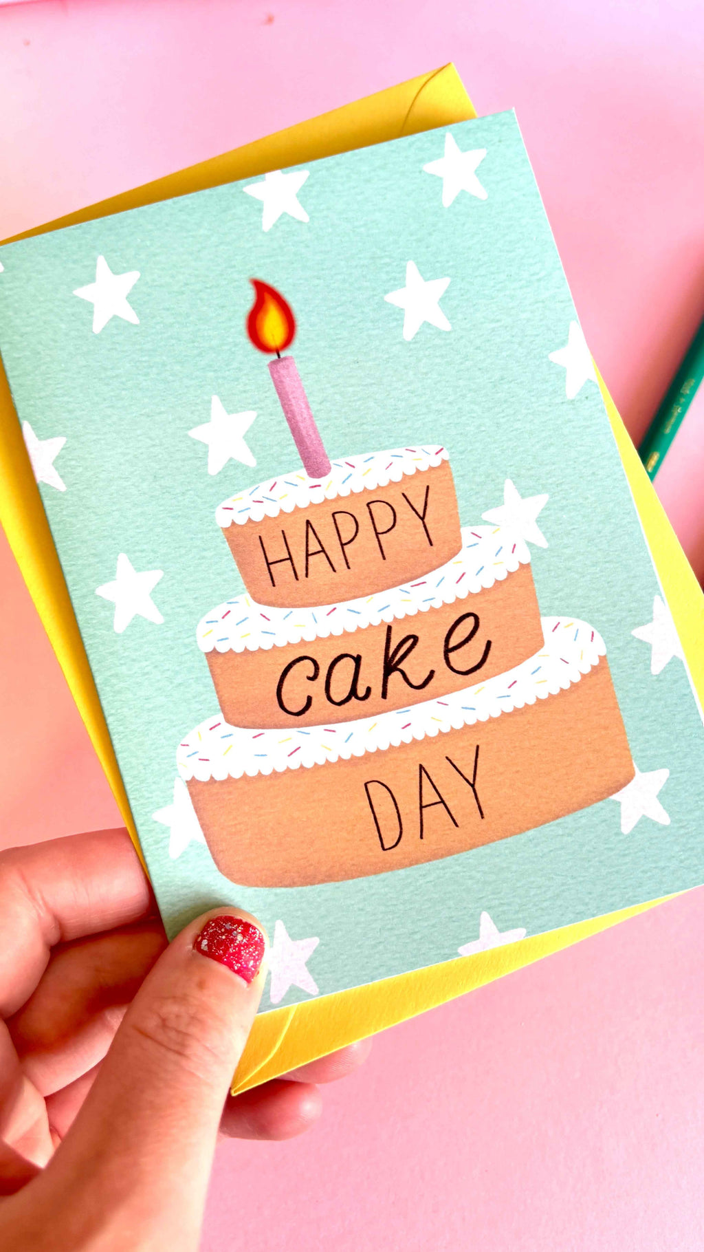 Happy Cake Day Card- Cute Handmade Food Based Greetings Card