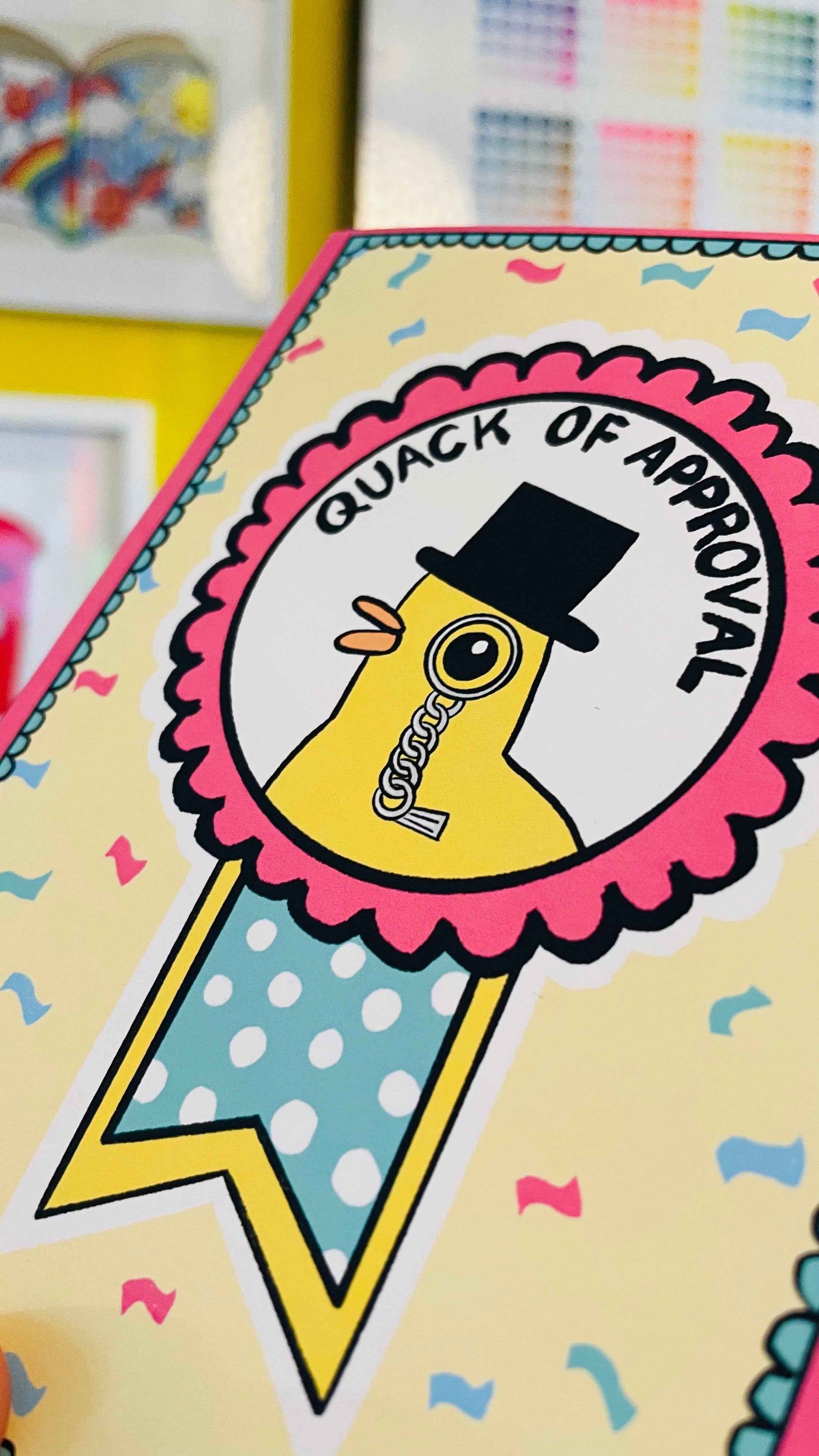 Funny Duck Quack of approval A6 Blank Greetings Card for Graduation, Well done, Engagement etc