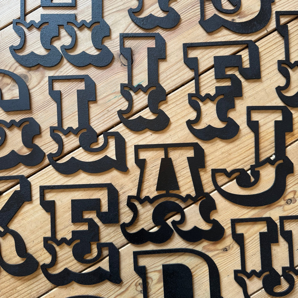A-Z Rustic 5" or 12" Black Metal Carnival Letters.