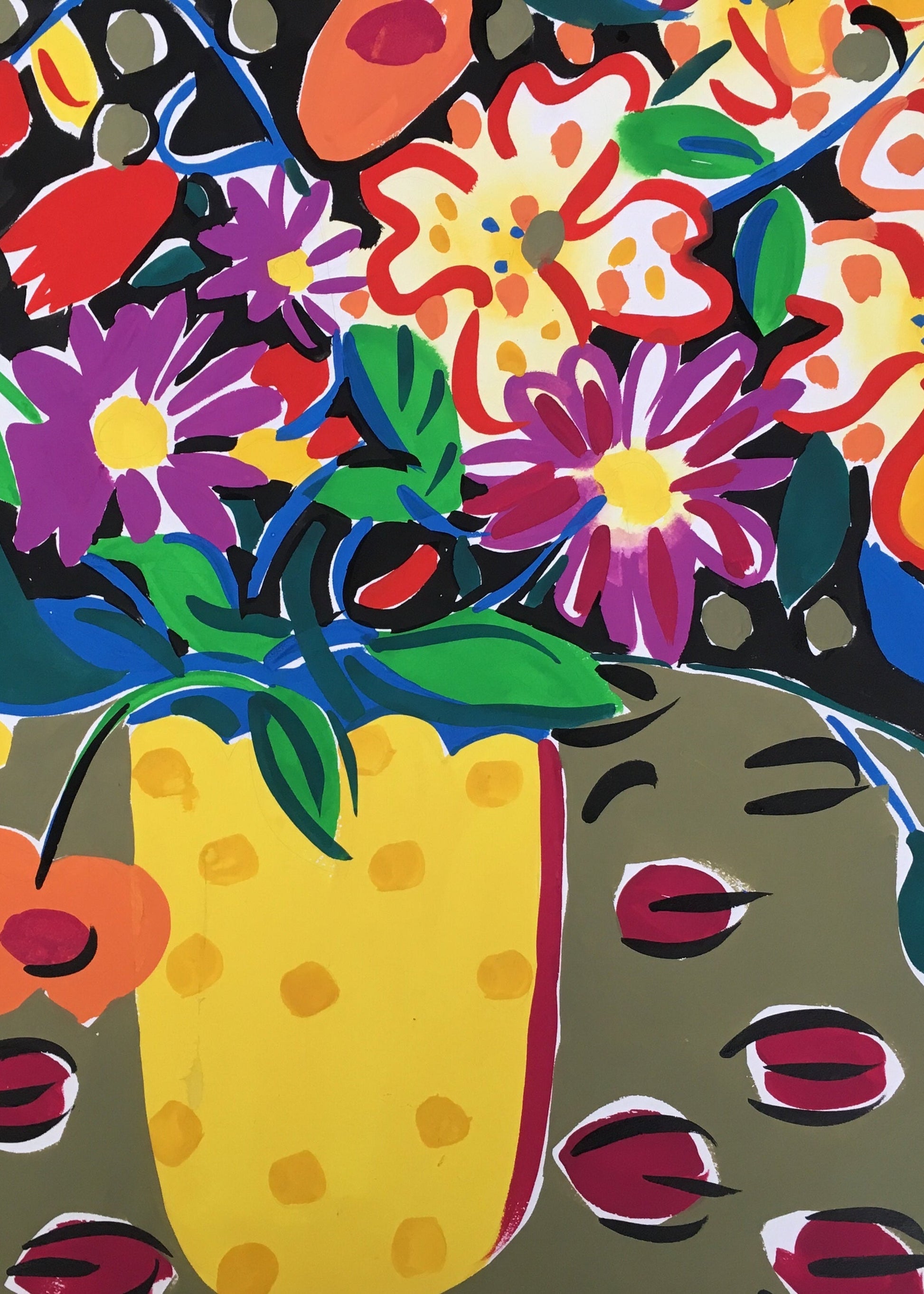 Yellow Spotted Vase Painting