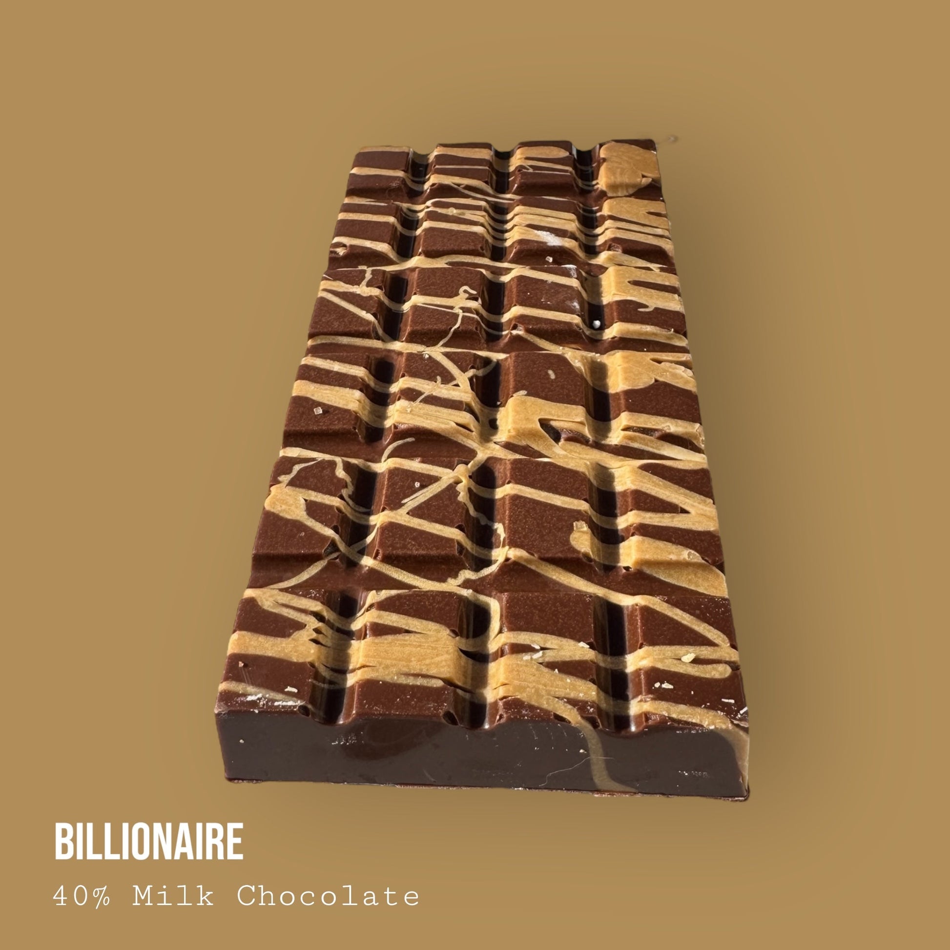 Milk Chocolate Billionaire bar with chocolate infused salted caramel topped with shortbread biscuit 245g