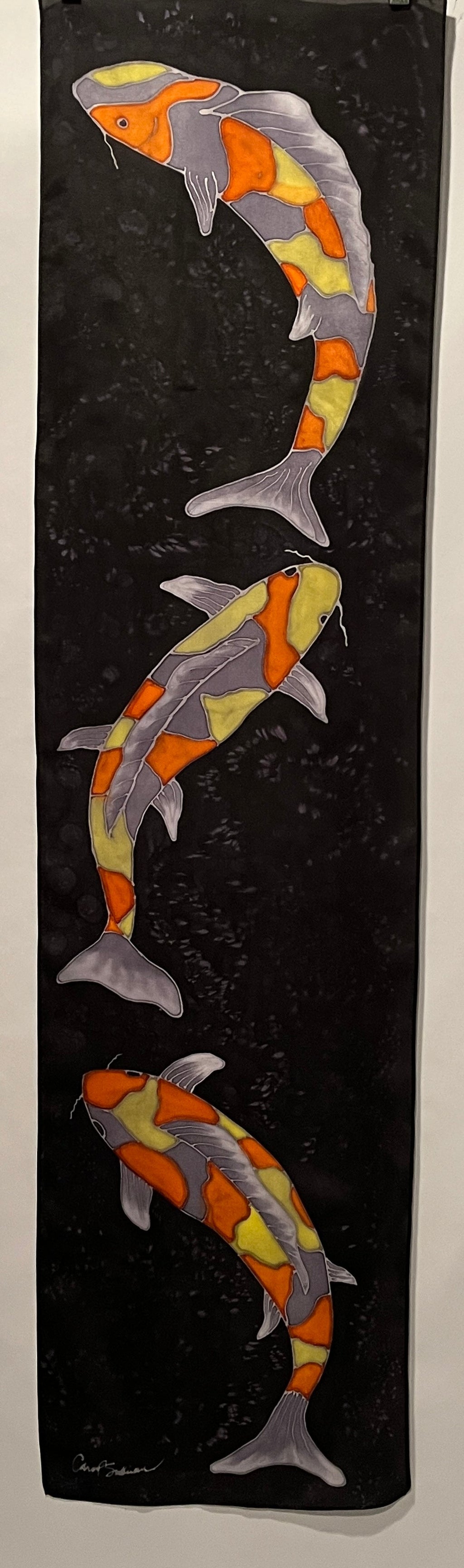 "Evening Koi” - Hand-dyed Silk Wall Hanging  - $425