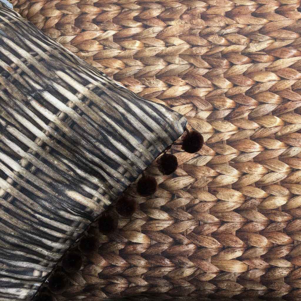 Willow Print Cushion + Velvet Pom Poms