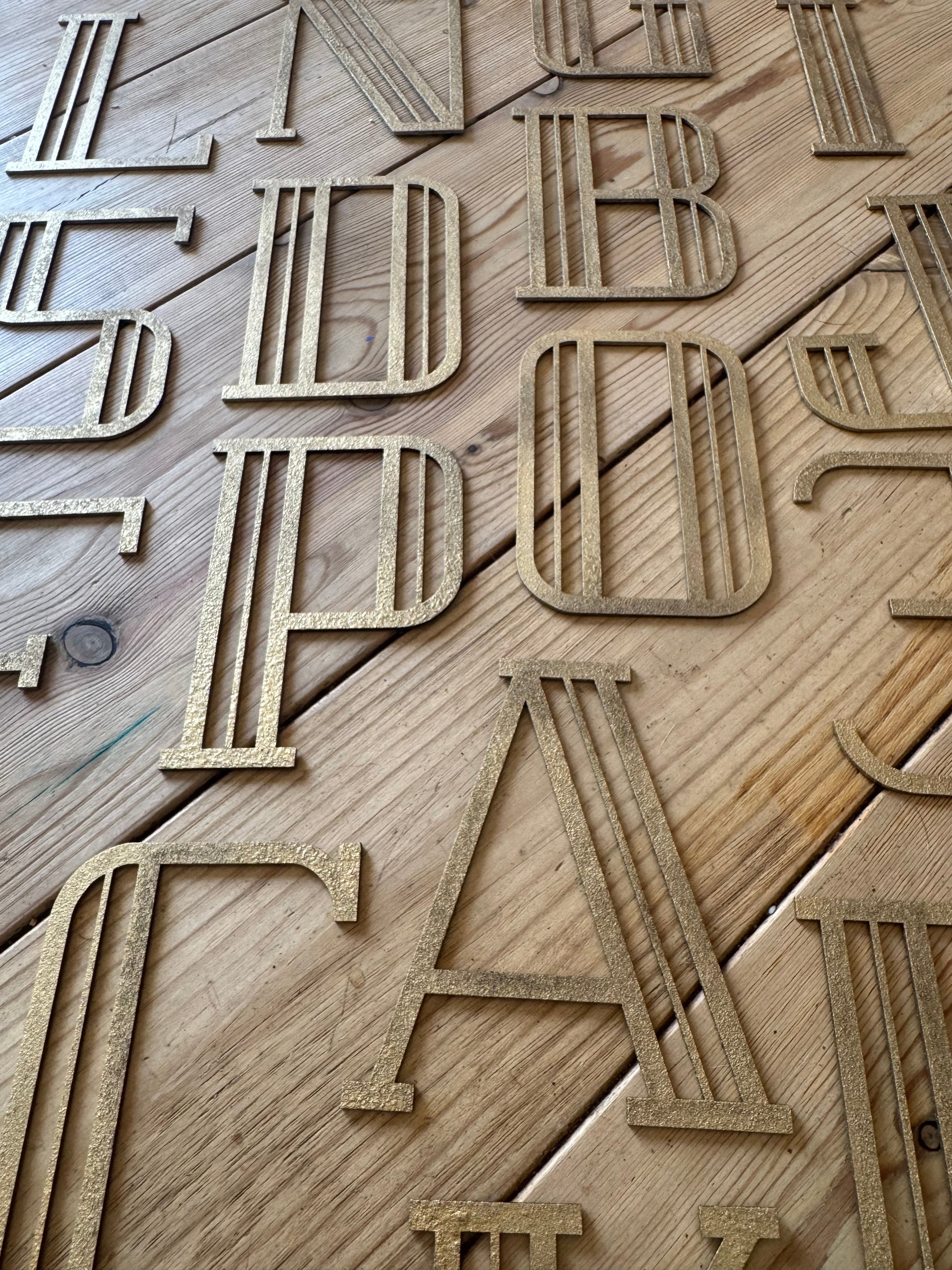 Gold Distressed 5" or 12" Art Deco Lettering A-Z 0-9