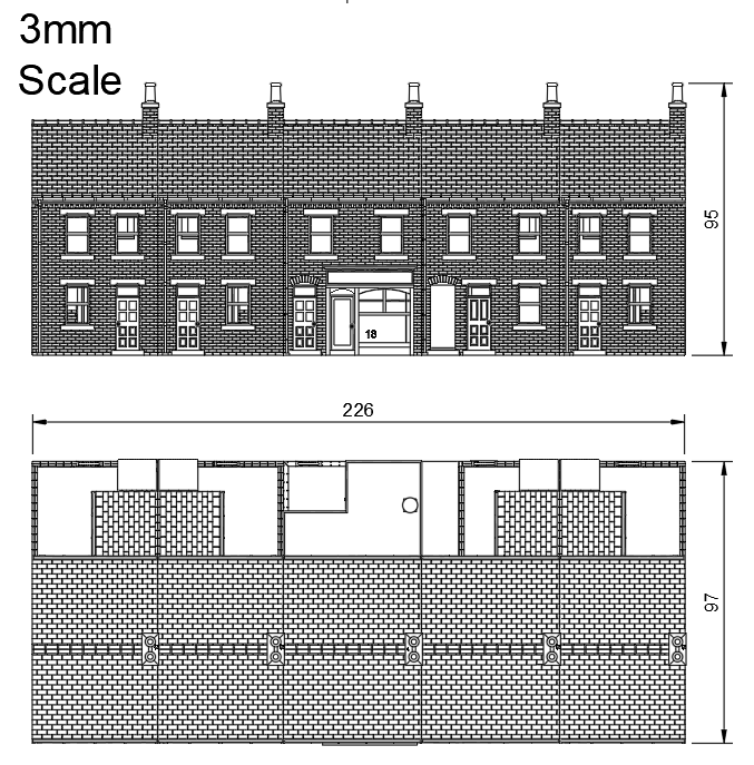5 Piece Terrace House with Shop Pack TT120 3mm Scale Model Set