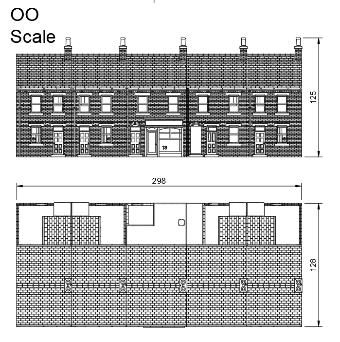 OO Scale Terrace House and Shop Building Pack - 5 Piece Model Set