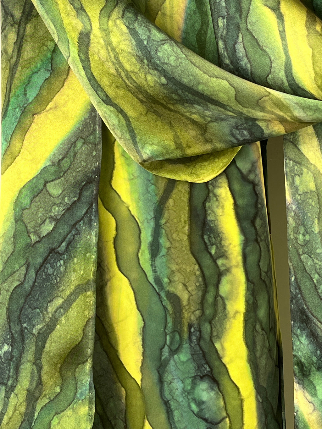 “Flow Abstract- Kelp Forest" - Hand-dyed Silk Scarf - $110