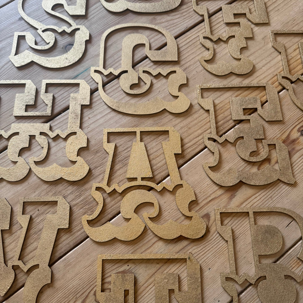 A-Z Rustic 5" or 12" Gold Metal Carnival Letters.