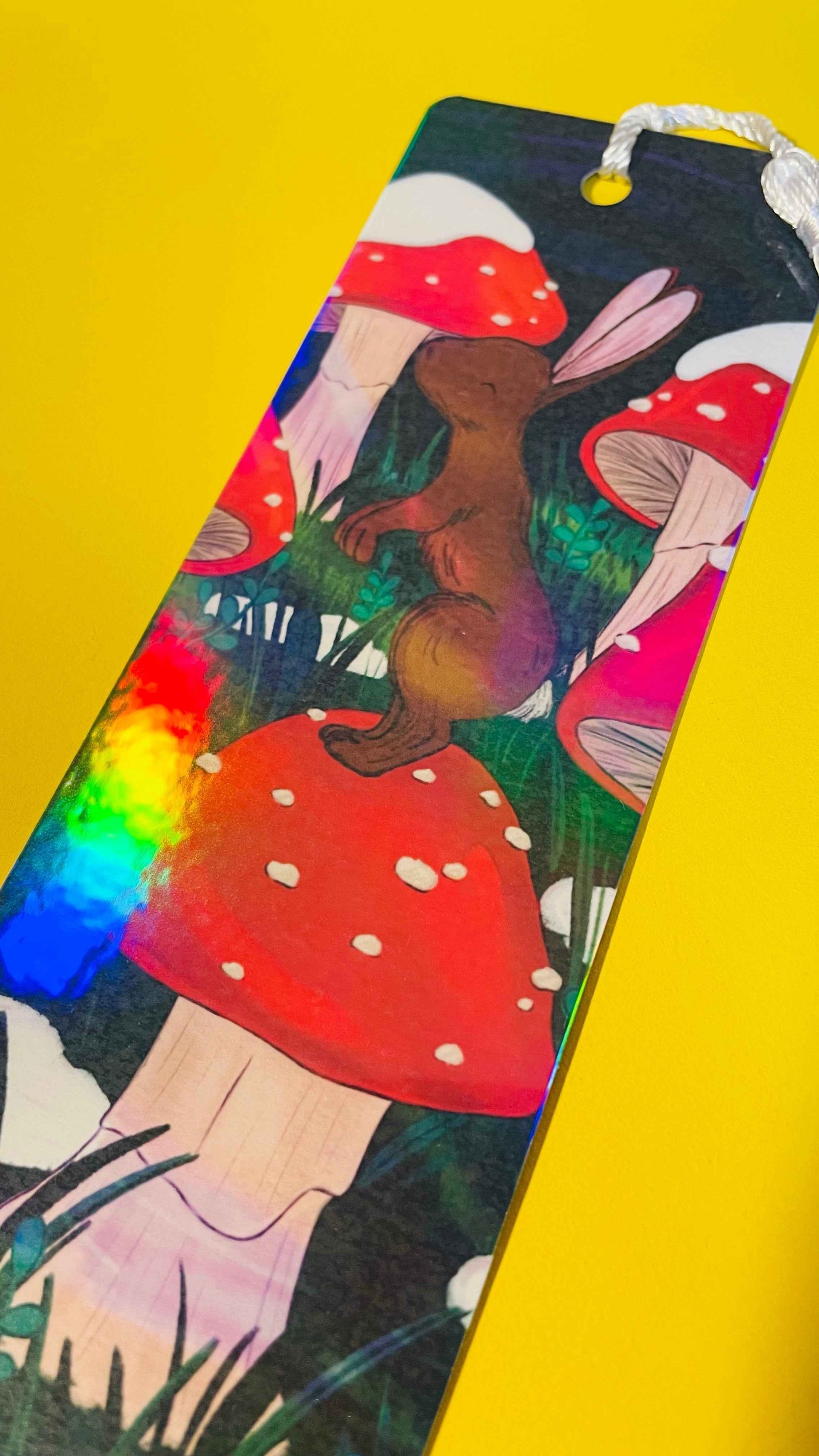 Toadstool Bunny Holographic Bookmark