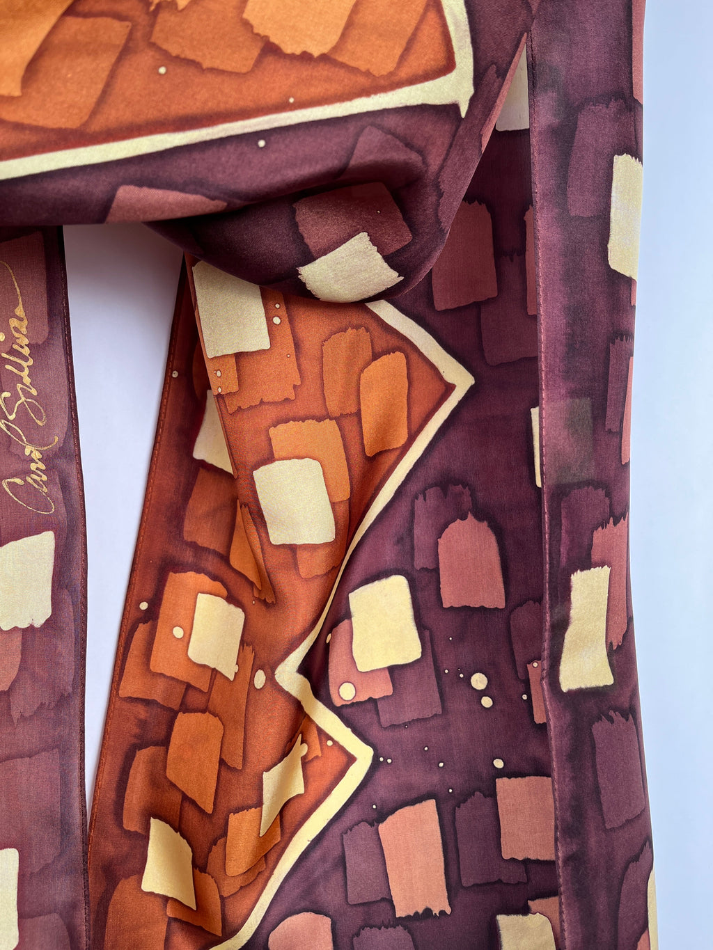 “Lucky Gold Strike” - Hand-dyed Silk Scarf - $130