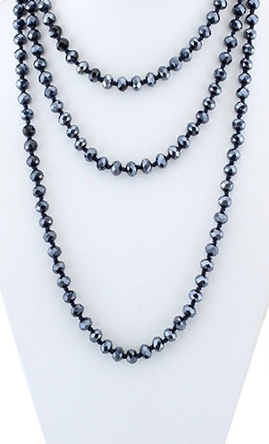 Deep Navy Blue Crystal Beaded Necklace