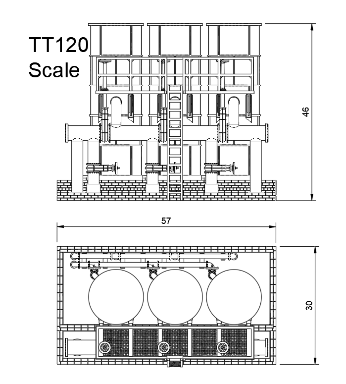 Coal Gas Condenser Model Kit 3mm TT120 Scale