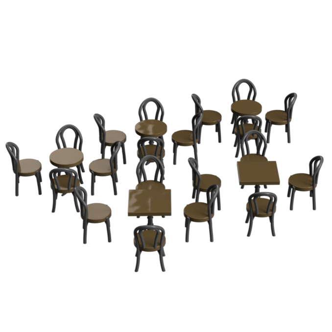 Cafe Furniture Set OO HO Scale Model 25 Pieces