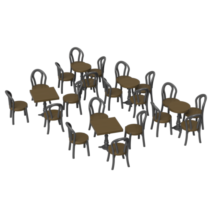 Cafe Furniture Set TT120 3mm Scale Model 25 Pieces