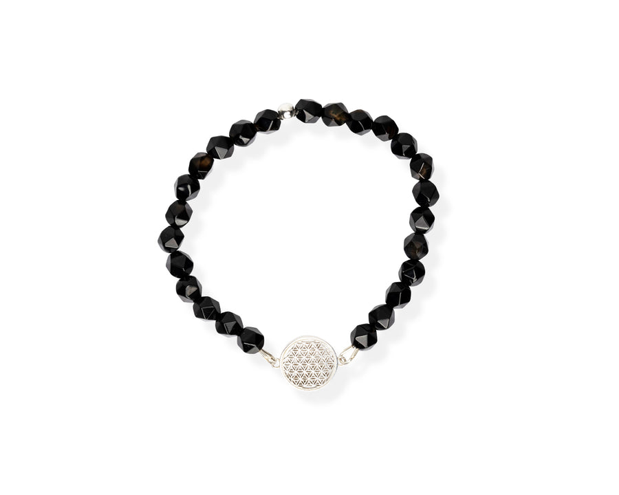 3D Printed Onyx Bracelet with Rose Quartz – Ethical & Handcrafted by New Vintage by Kriss at brixbailey.com