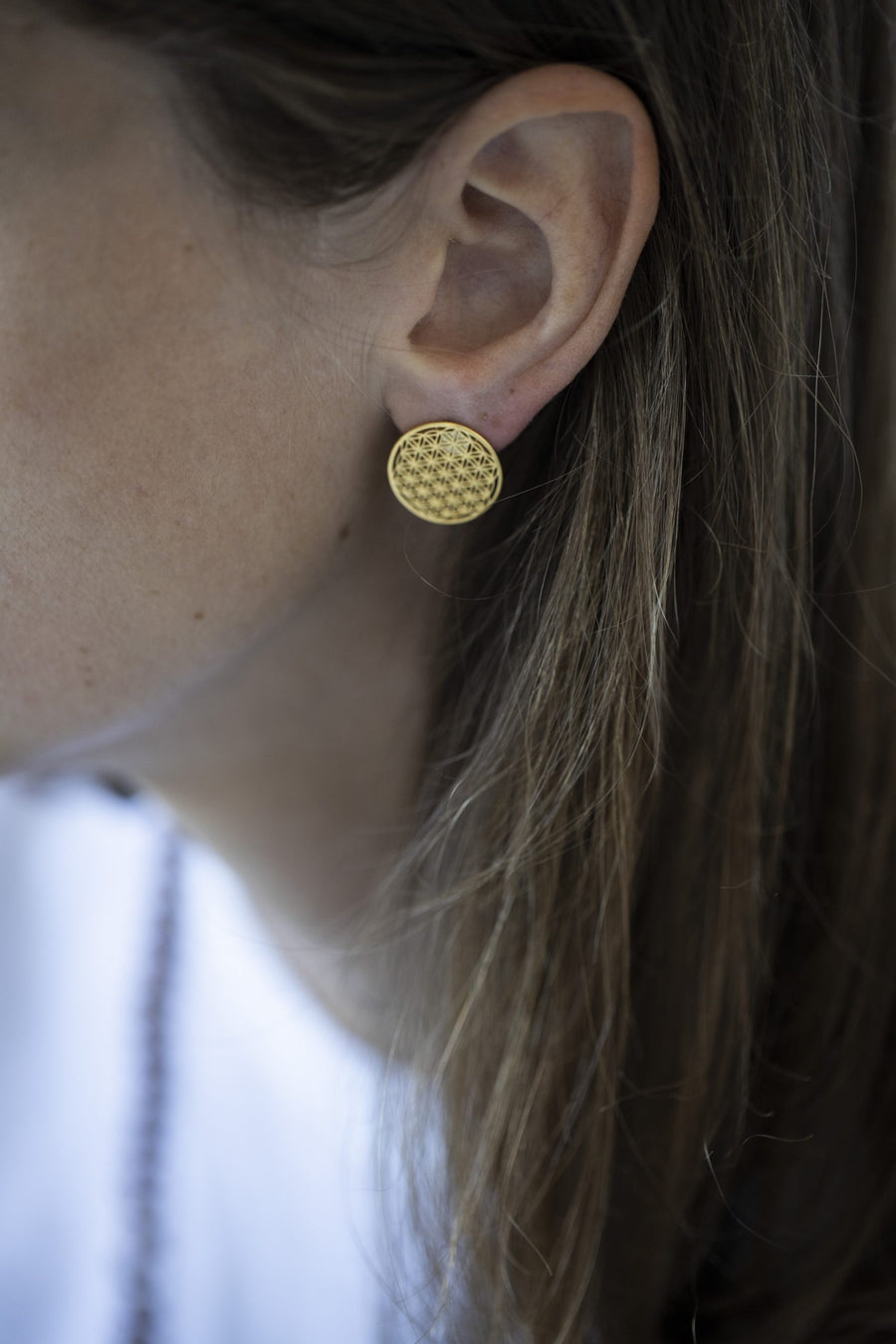 Ethical 3D Printed Flower of Life Silver Stud Earrings – Handcrafted by New Vintage by Kriss at brixbailey.com