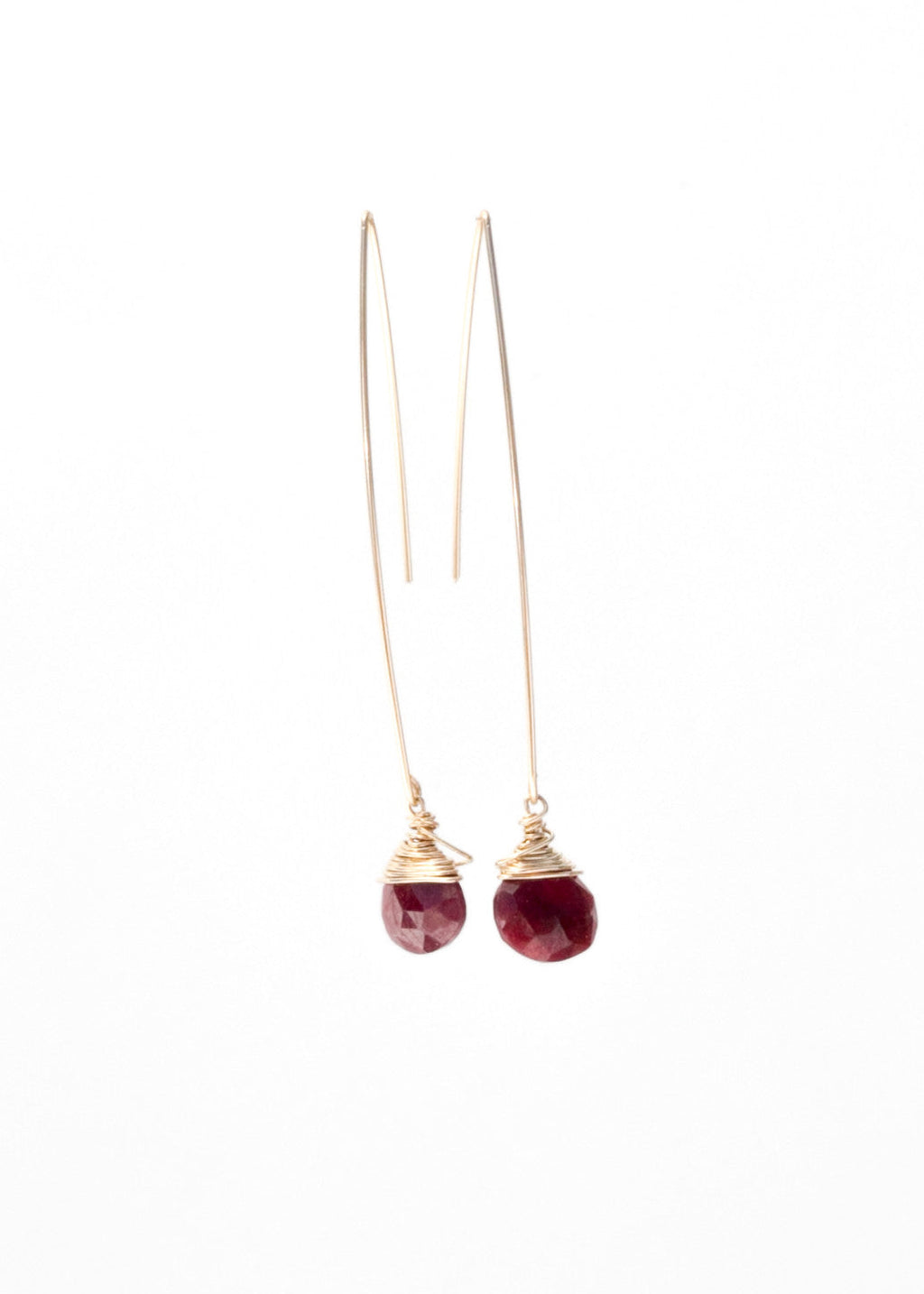 Jill Long Wire Drop Earrings in Ruby