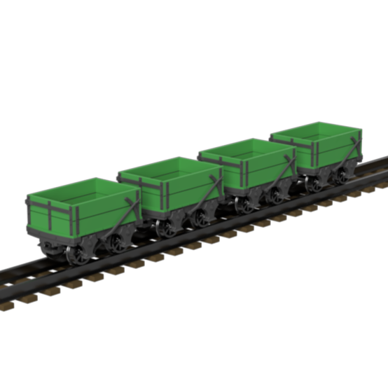 1 Ton Open Wagon OO9 Narrow Gauge Model Kit - 4 Pack