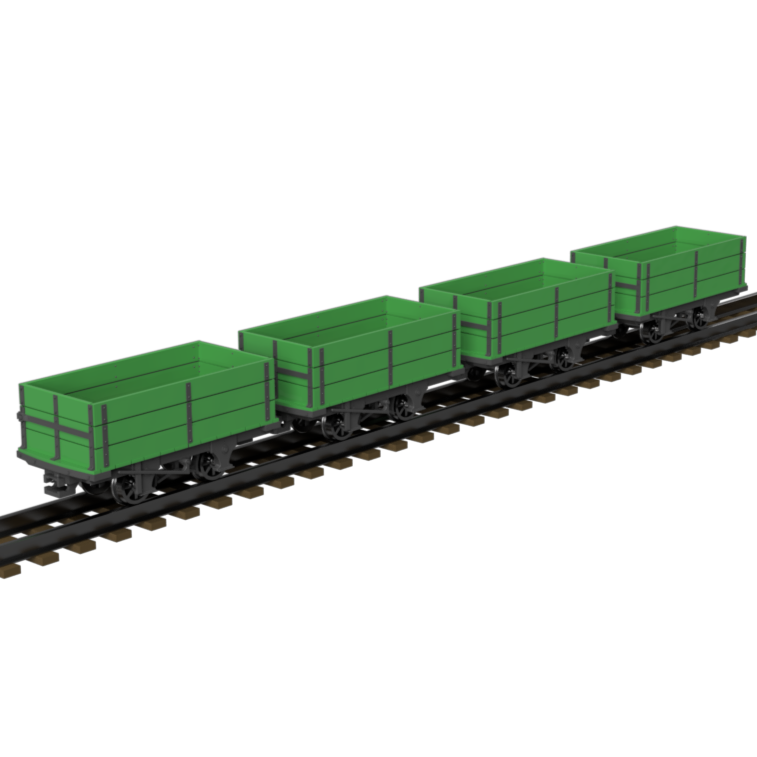 GVT 3 Plank Drop Sided Narrow Gauge Railway Wagon OO9 Pack of 4