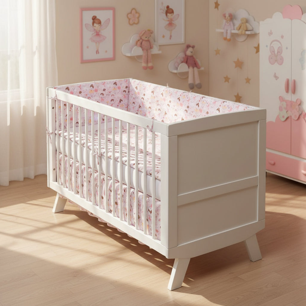3 Piece Reversible Organic Cotton Cot Bed Set in Fairy
