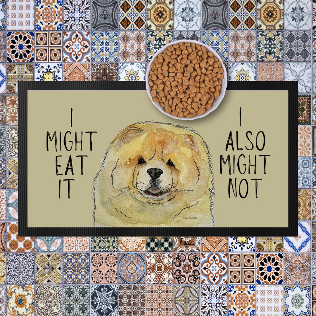 Fawn Chow Chow Pet Bowl Mat – "I Might Eat It, I Also Might Not"