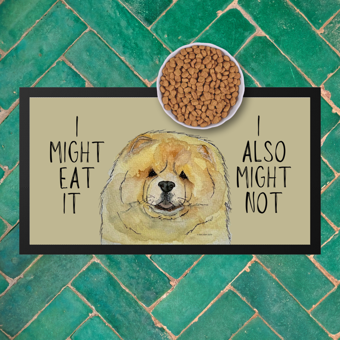 Fawn Chow Chow Pet Bowl Mat – "I Might Eat It, I Also Might Not"