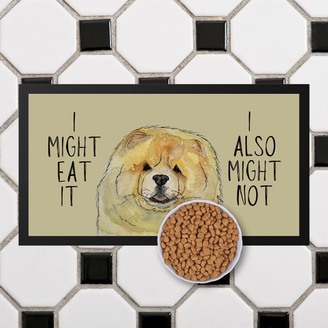 Fawn Chow Chow Pet Bowl Mat – "I Might Eat It, I Also Might Not"