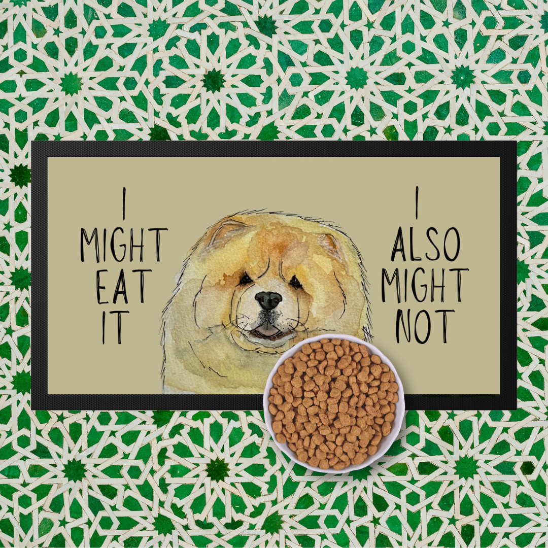 Fawn Chow Chow Pet Bowl Mat – "I Might Eat It, I Also Might Not"