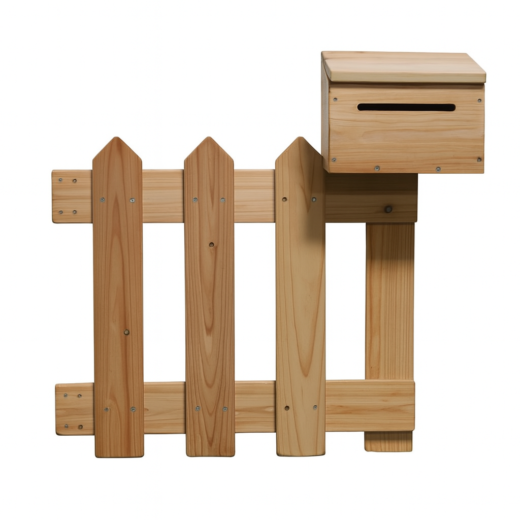 Wooden Postbox and Fence for Kids