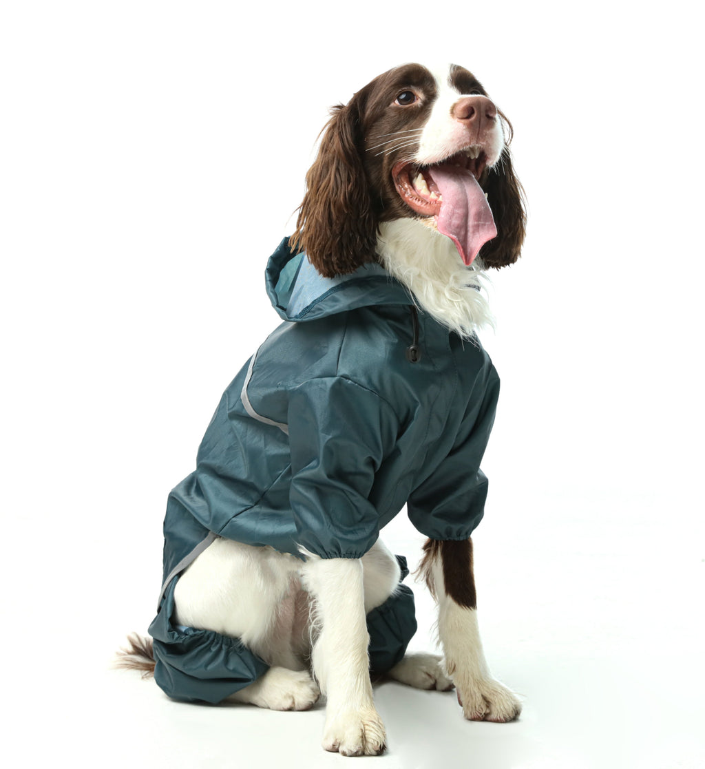 Ultralight Full Coverage Hooded Waterproof Dog Jacket in Blue