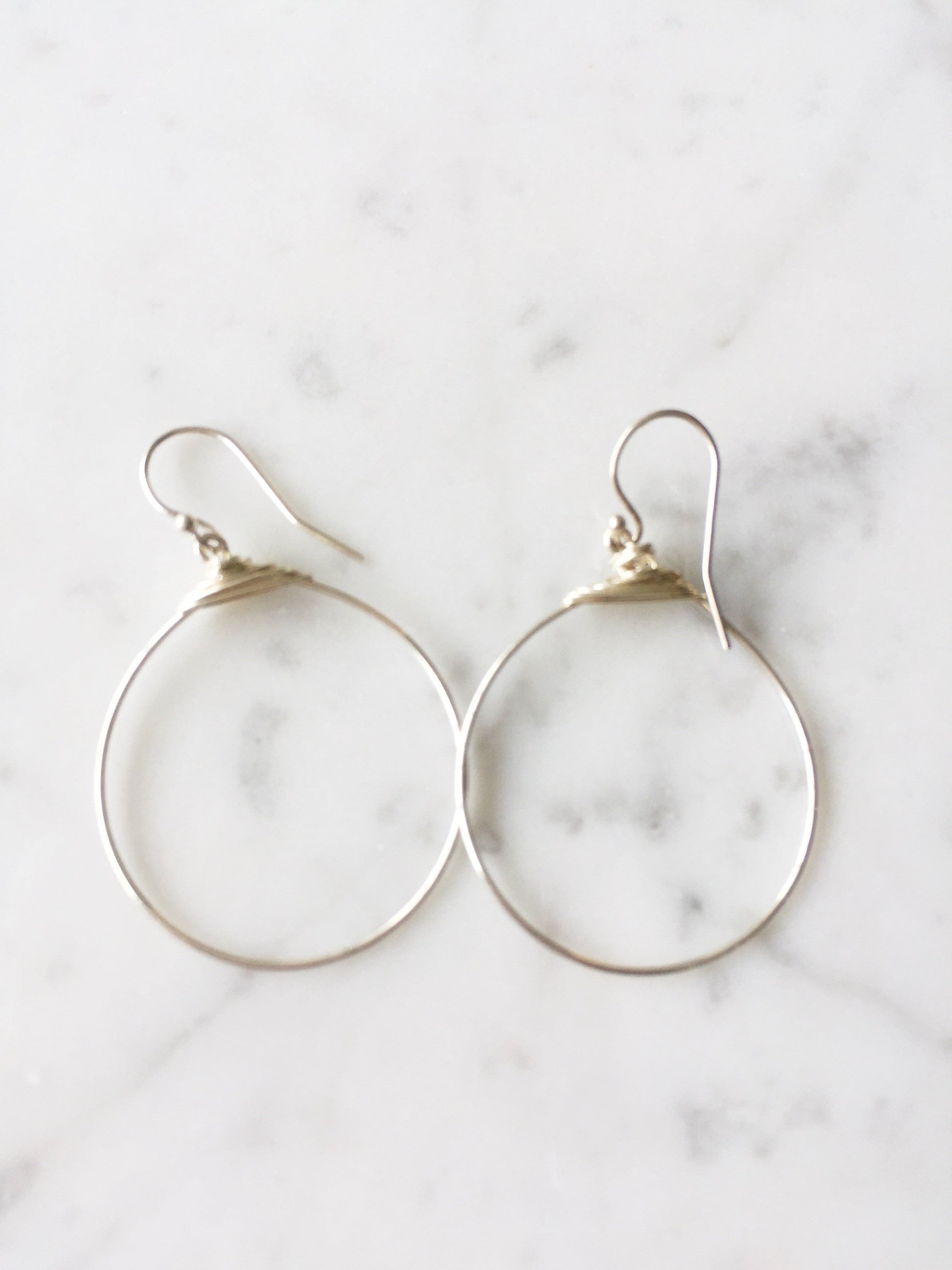 Small Featherweight Hoop Earring in Silver with Silver Wrap