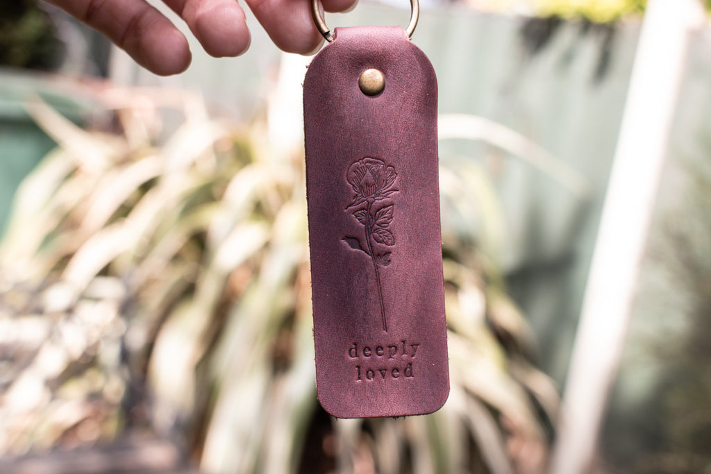 Floral Leather Keyrings Handcrafted with Botanical Designs