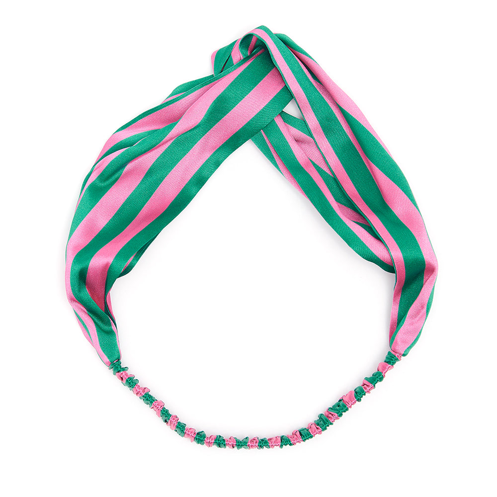 Dottie Silk Headband in Flamingo Stripe