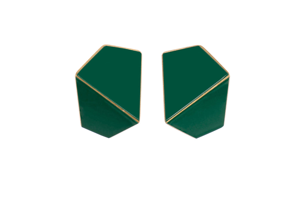 Folded Wide Earrings – Handcrafted Brass & Silver by Lisa Kroeber Jewellery at www.brixbailey.com