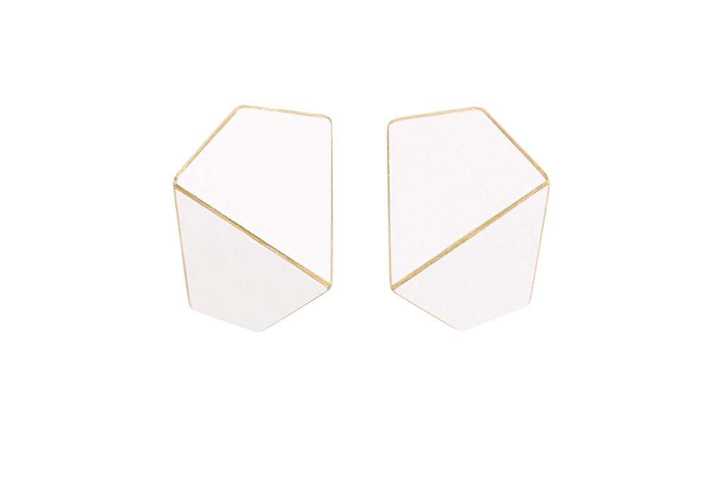 Light & Durable Folded Wide Earrings – Brass & Sterling Silver by Lisa Kroeber Jewellery at www.brixbailey.com