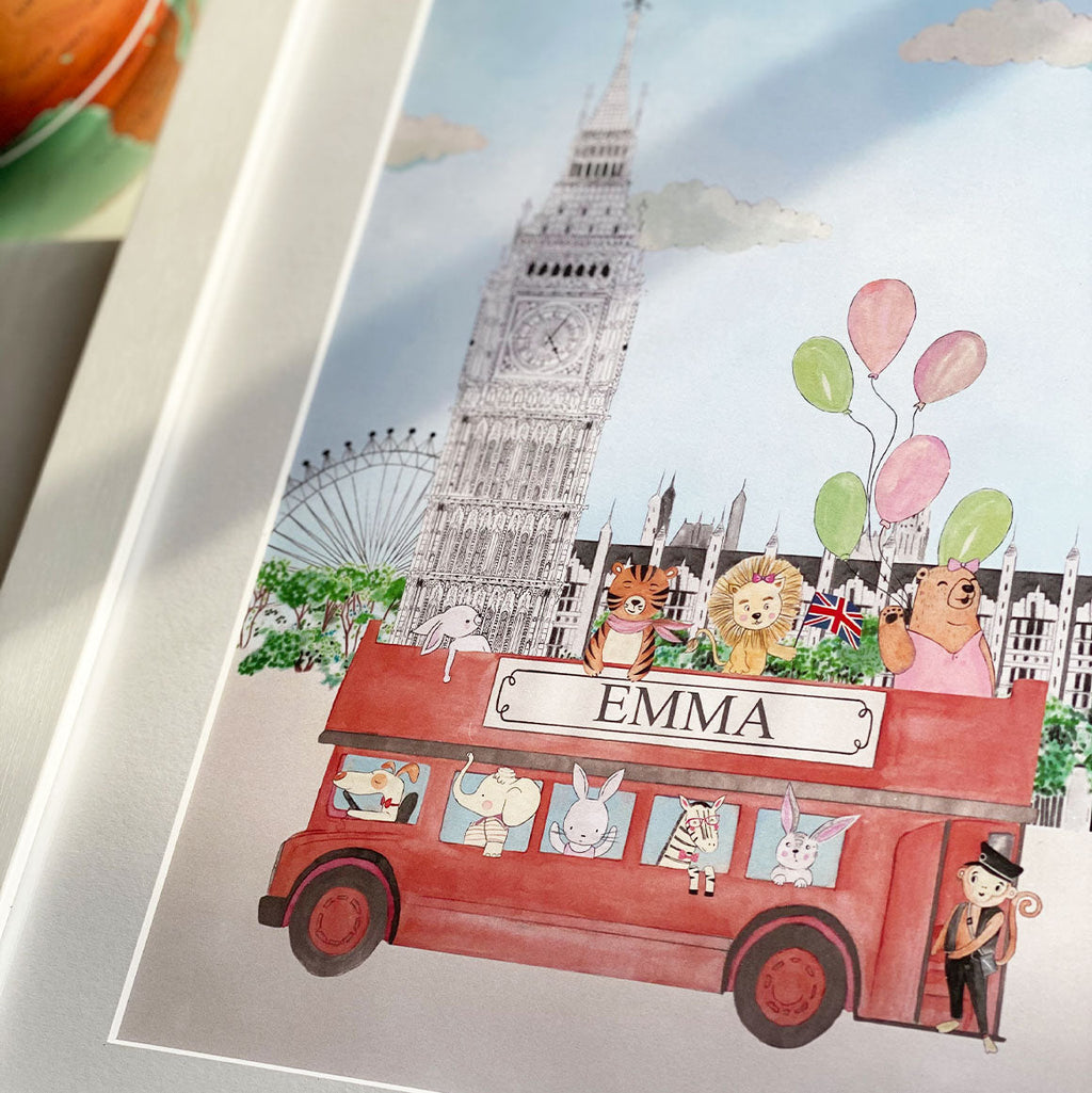 The animals and Big Ben for girls personalised