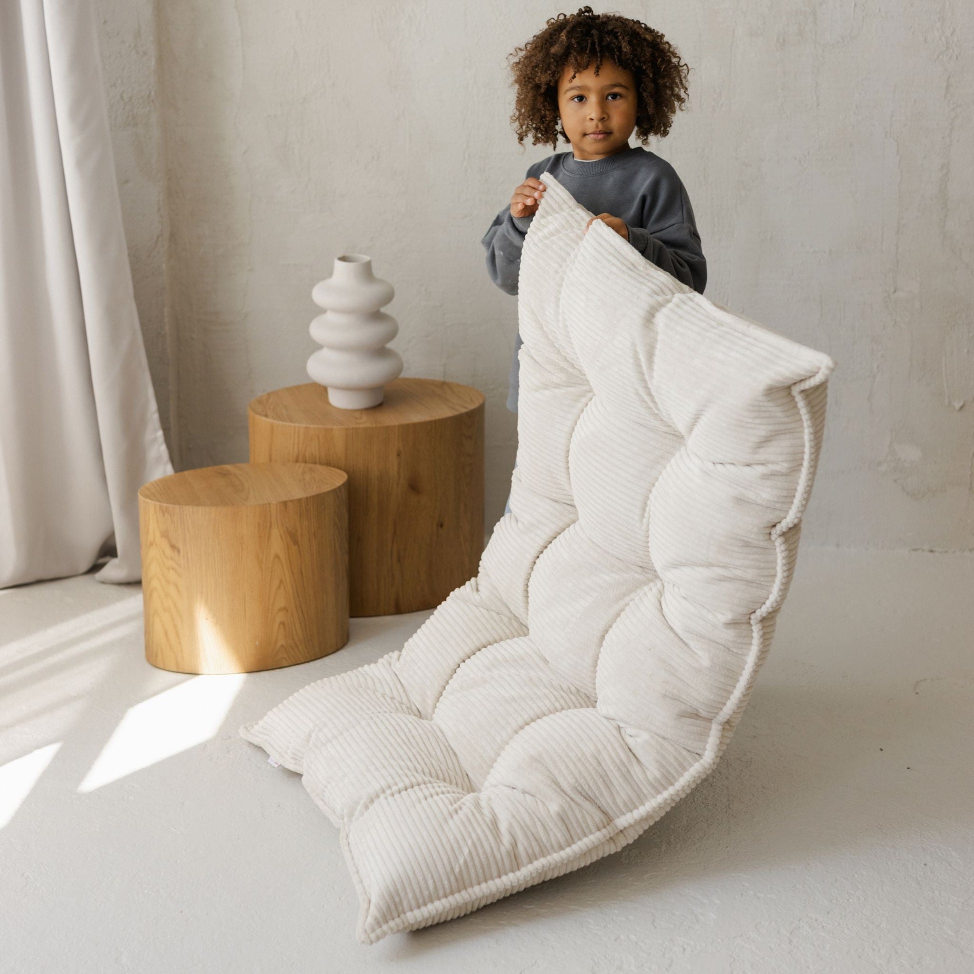 Tufted Corduroy Floor Cushion in French Style