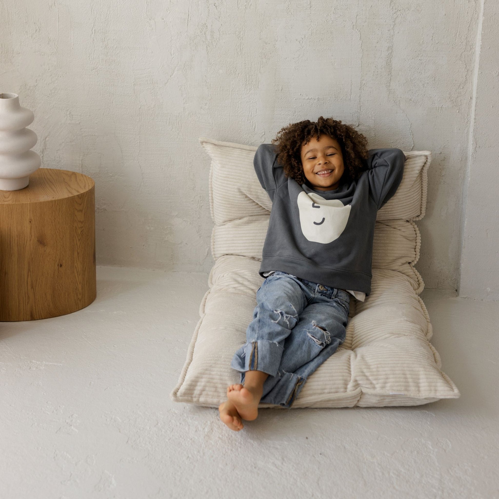 Tufted Corduroy Floor Cushion in French Style