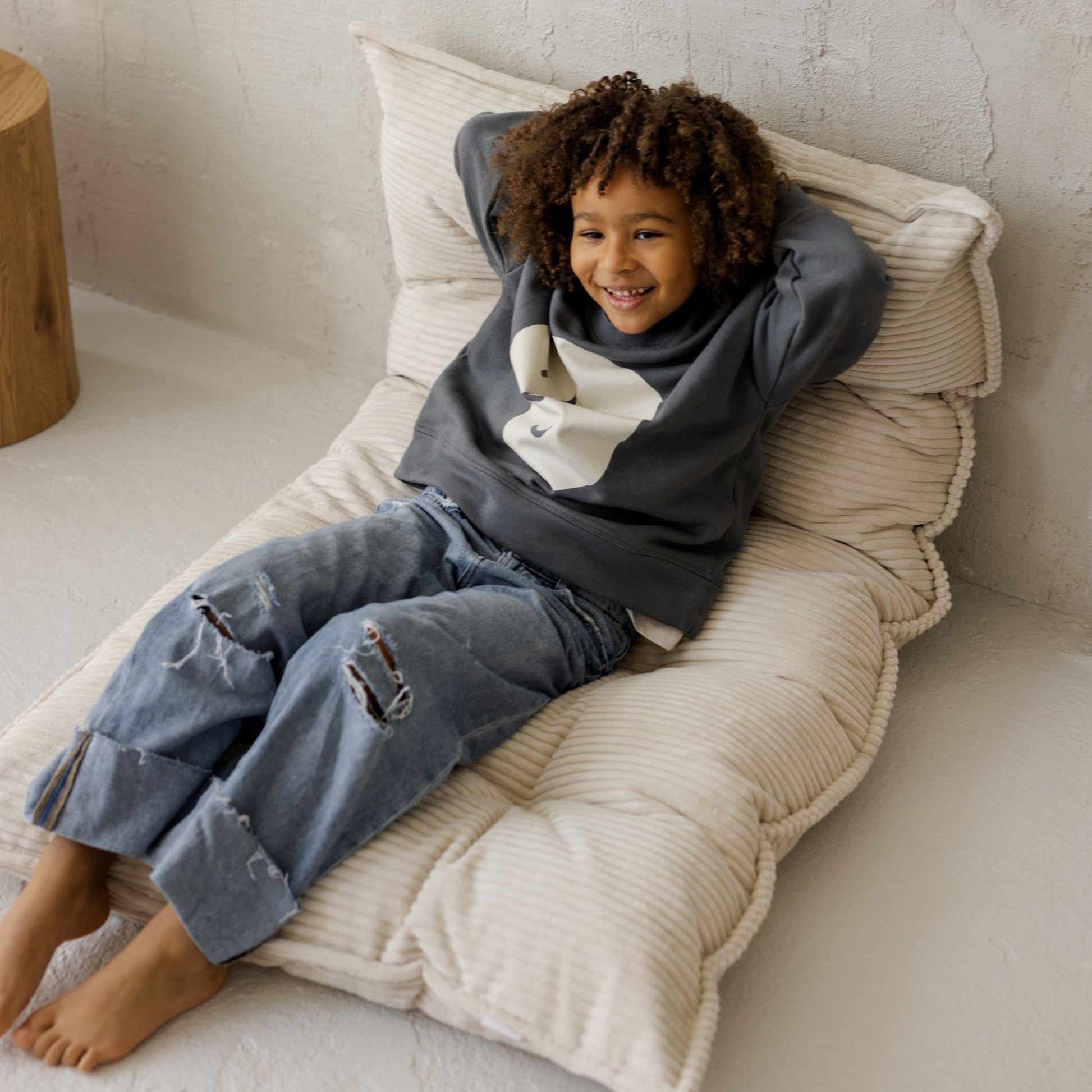 Tufted Corduroy Floor Cushion in French Style