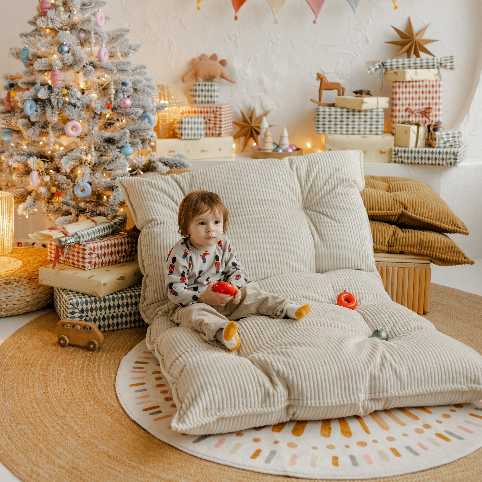 Tufted Corduroy Floor Cushion in French Style