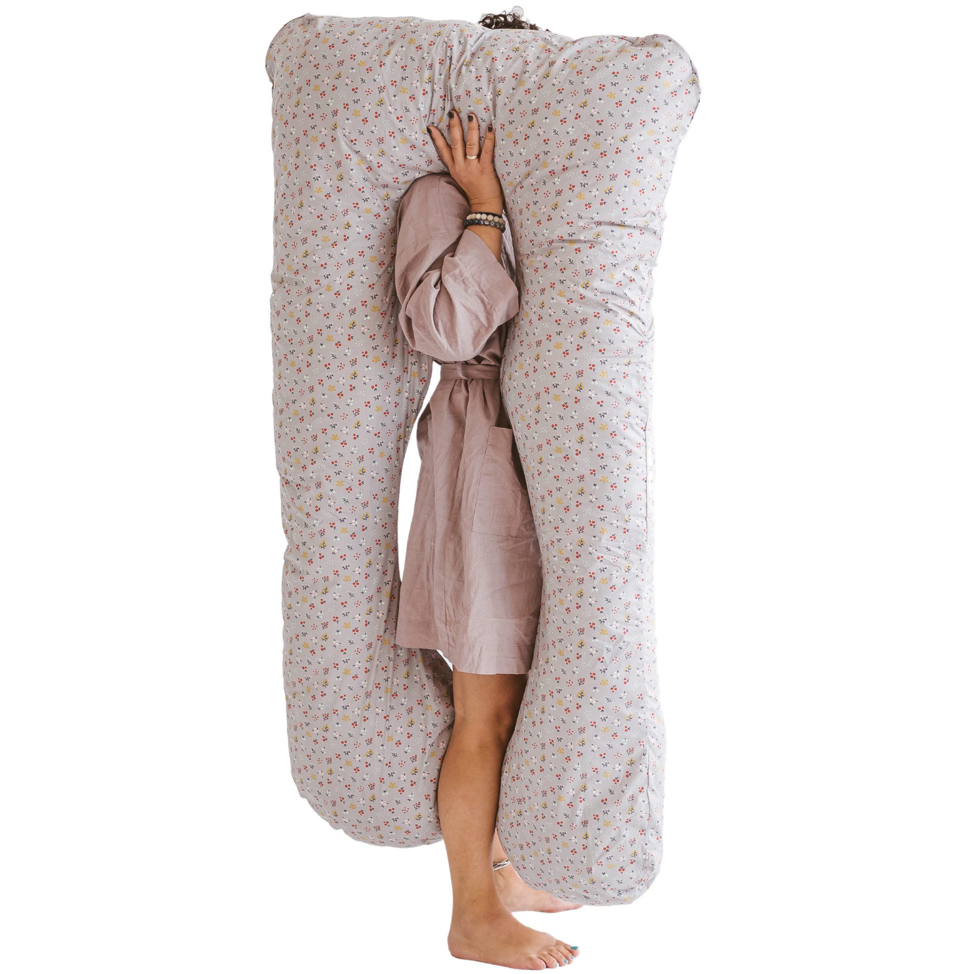 U Shaped Pregnancy Pillow with Organic Cotton Cover in Grey
