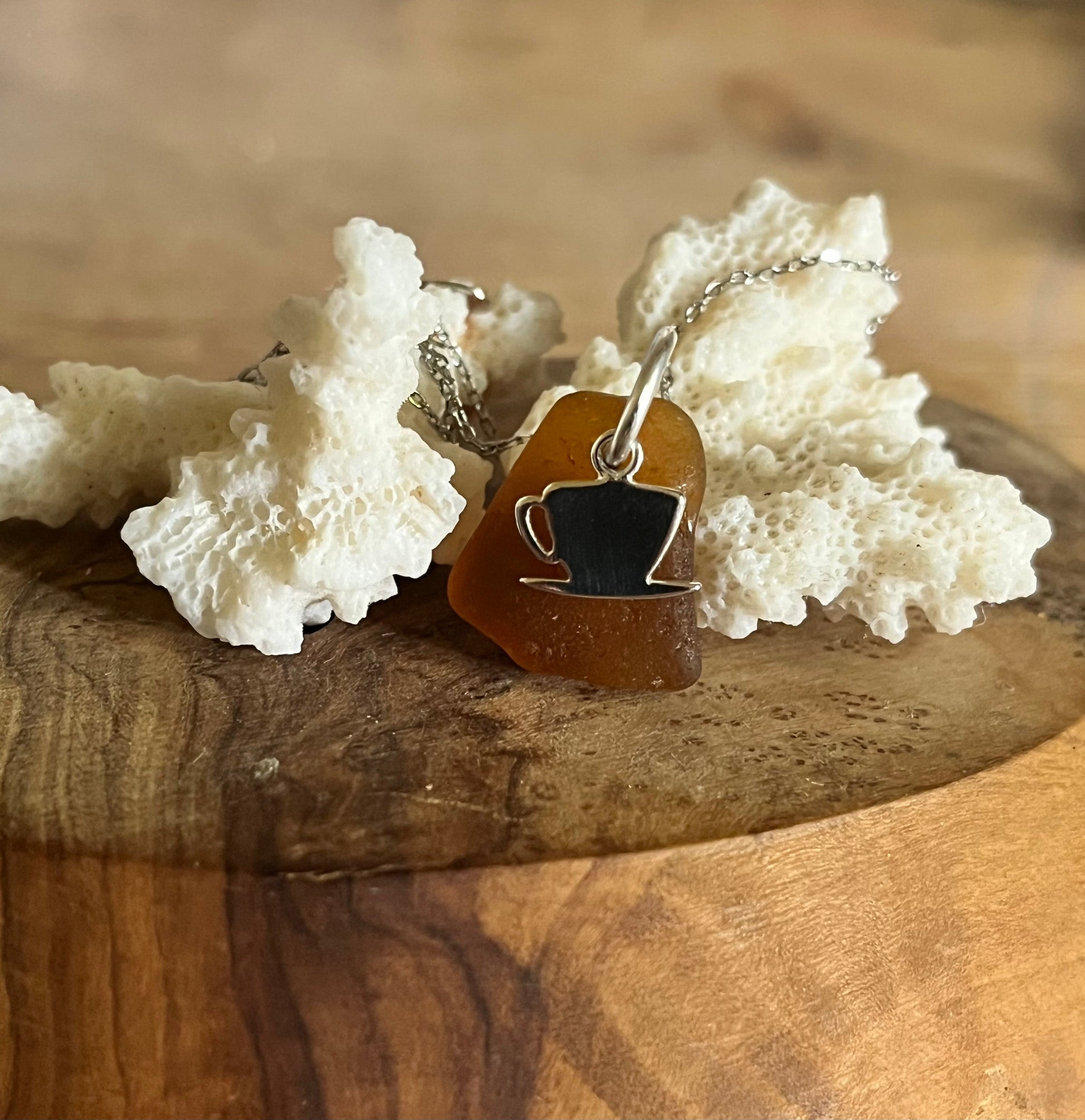Cup of Tea Scottish Seaglass 925 Pendants