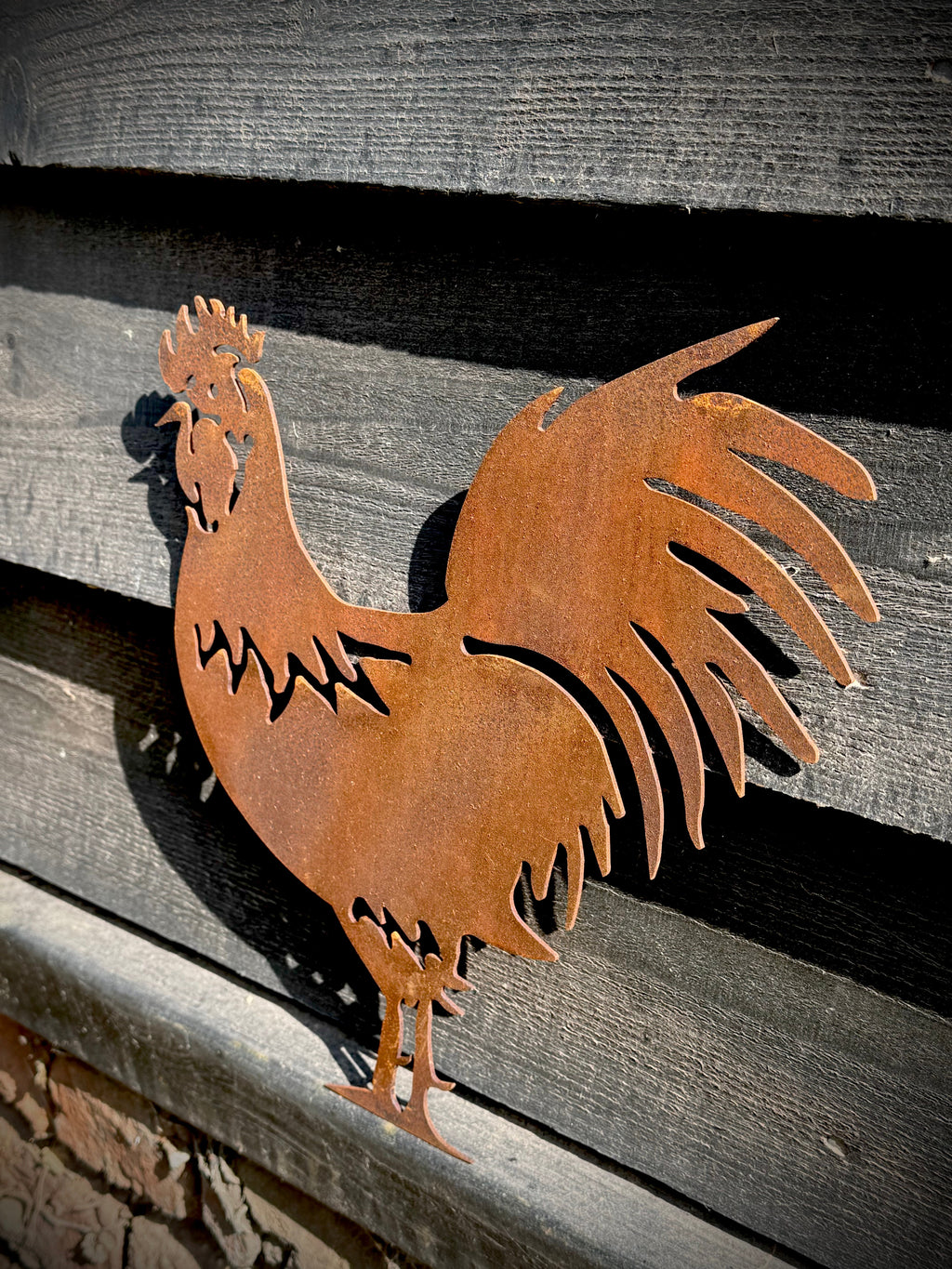 RUSTY ROOSTER GARDEN  DECORATION ,  Home Sign , Garden Ornament , Wall feature , garden decoration, rusted metal , animal sign ,