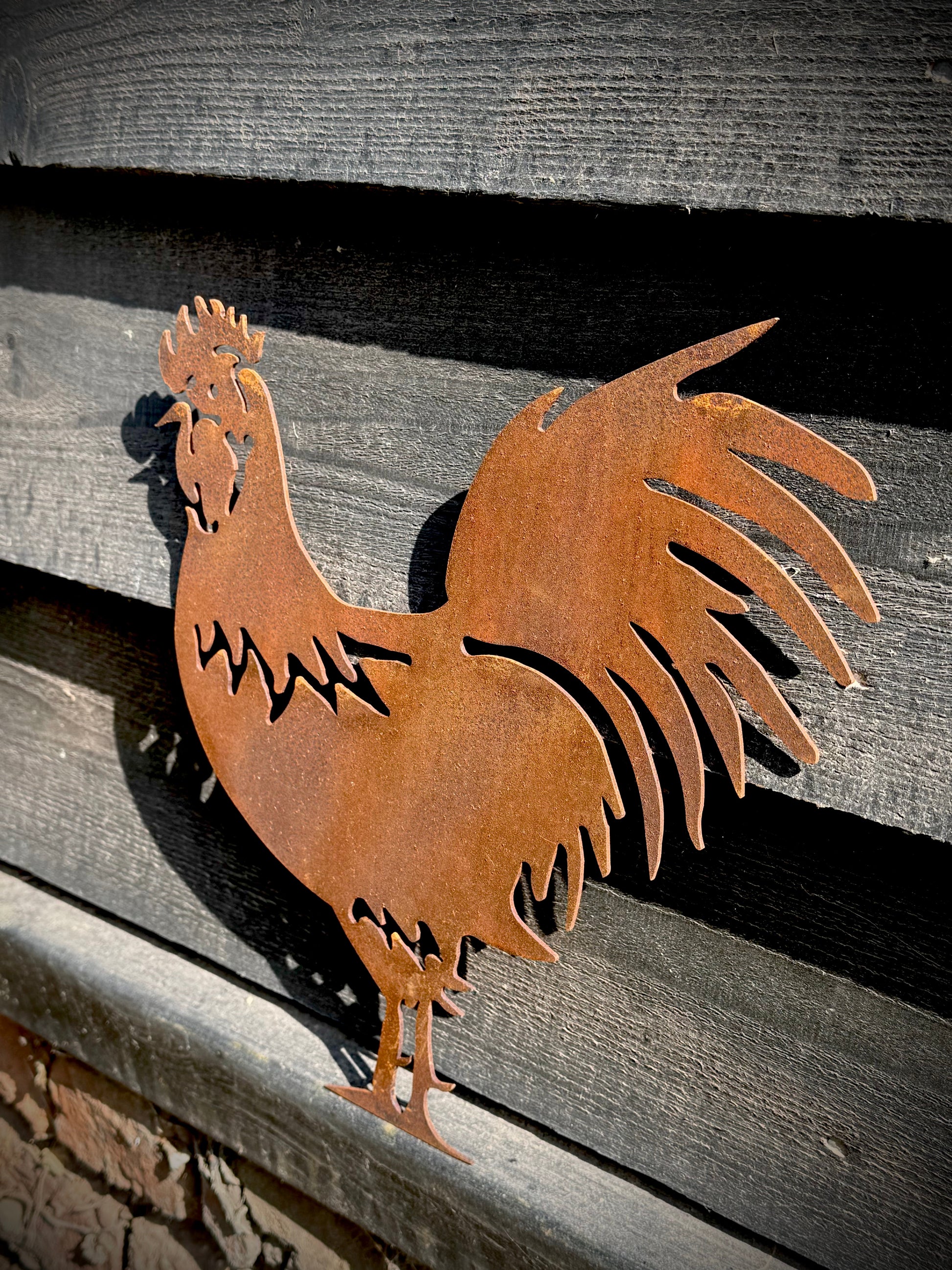 RUSTY ROOSTER GARDEN  DECORATION ,  Home Sign , Garden Ornament , Wall feature , garden decoration, rusted metal , animal sign ,