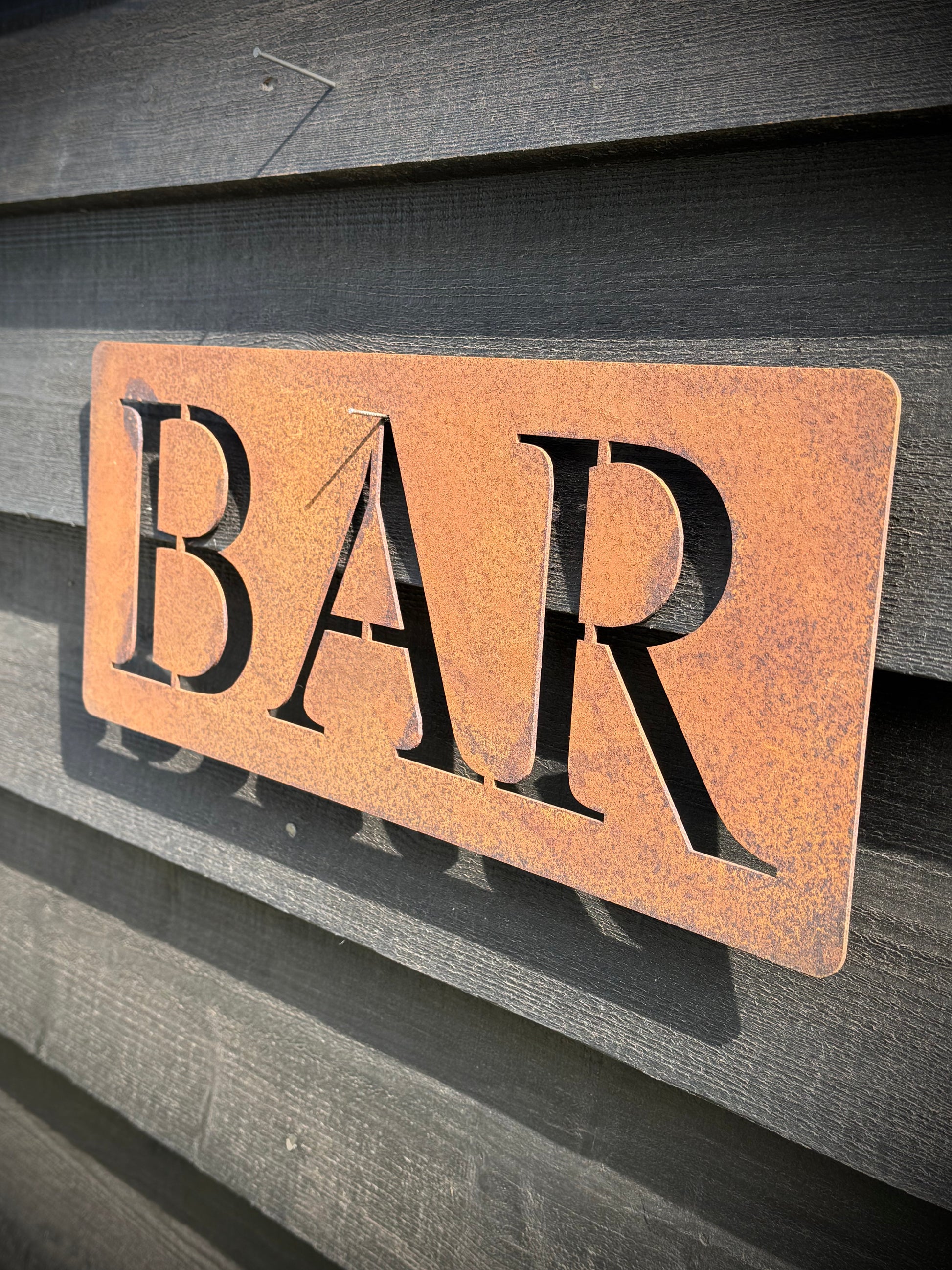 RUSTY BAR GARDEN  DECORATION ,  Home Sign , Garden Ornament , Wall feature , garden decoration, rusted metal , garden sign ,